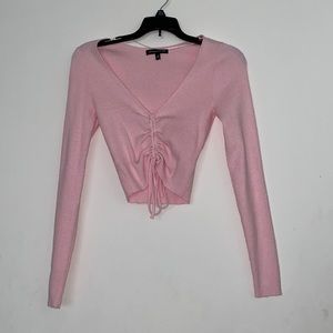 Ruched Ribbed Cropped Long sleeve